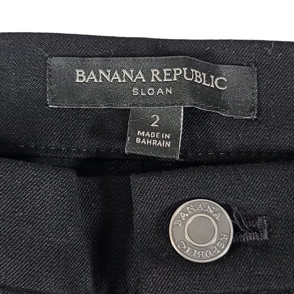 Banana Republic Sloan Fit Straight Leg Pants Womens Size 2 Stretch Zip Leg Black - Picture 3 of 12